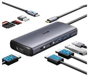 SSK USB C Docking Station 3 Monitors, 9 in 1 Single 8K/Dual 4K60Hz USB C Hub DisplayPort Dock with 2 HDMI Ports,Displayport,100W PD,3 USBs,SD/TF, Laptop Docking Station for MacBook Pro HP Lenovo SSK USB C Docking Station 3 Monitors, 9 in 1 Single 8K/Dual 4K60Hz USB C Hub DisplayPort Dock with 2 HDMI Ports,Displayport,100W PD,3 USBs,SD/TF, Laptop Docking Station for MacBook Pro HP Lenovo