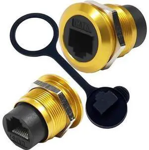 PENGLIN 2PCS RJ45 Panel Mount Connector, CAT6 Ethernet LAN Pass Through Coupler, Female to Female Bulkhead Adapter(Gold) PENGLIN 2PCS RJ45 Panel Mount Connector, CAT6 Ethernet LAN Pass Through Coupler, Female to Female Bulkhead Adapter(Gold)