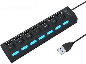 USB Splitter Multi Port USB 2.0 Hub, 7 Port with Independent On/Off Switch and LED Indicators USB A Port Data Hub, Suitable for PC Computer Keyboard Laptop Mobile HDD, Flash Drive Camera Etc USB Splitter Multi Port USB 2.0 Hub, 7 Port with Independent On/Off Switch and LED Indicators USB A Port Data Hub, Suitable for PC Computer Keyboard Laptop Mobile HDD, Flash Drive Camera Etc