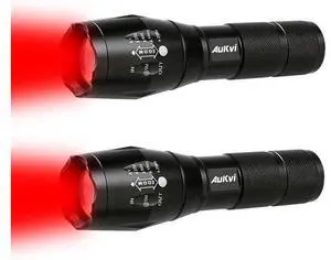 2 Pcs Powerful Red LED Flashlight Single Mode Long Range Red Hunting Light Torch Zoombale, Waterproof Red Torch Best for Astronomy, Aviation, Night Observation,etc 2 Pcs Powerful Red LED Flashlight Single Mode Long Range Red Hunting Light Torch Zoombale, Waterproof Red Torch Best for Astronomy, Aviation, Night Observation,etc
