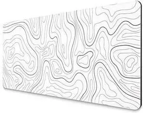 Gaming Mouse Pad with Topographic Design Extended Large Cool Mousepad for Desk 31.5 x 11.8 in Non-Slip Base Stitched Edges for Gaming and Office Work (White) Gaming Mouse Pad with Topographic Design Extended Large Cool Mousepad for Desk 31.5 x 11.8 in Non-Slip Base Stitched Edges for Gaming and Office Work (White)