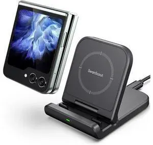 Wireless Charger for Z Flip, Foldable Fast Wireless Charging Stand for Galaxy Z Flip 5/Z Flip 4/Z Flip 3, Charging Station for Galaxy Z Flip Series/Moto Razr+(No Adapter) Wireless Charger for Z Flip, Foldable Fast Wireless Charging Stand for Galaxy Z Flip 5/Z Flip 4/Z Flip 3, Charging Station for Galaxy Z Flip Series/Moto Razr+(No Adapter)