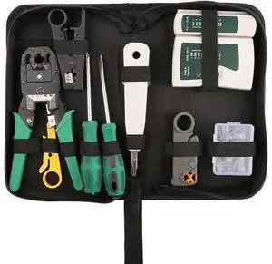 Hiija Network Tool Kit Professional Network Maintenance LAN Cable Tester, RJ45 Crimper 9 in 1 Repair Tools RJ45 Crimp Tool, 8P8C RJ45 Connectors, Cable Tester, Screwdriver, Stripping Pliers Hiija Network Tool Kit Professional Network Maintenance LAN Cable Tester, RJ45 Crimper 9 in 1 Repair Tools RJ45 Crimp Tool, 8P8C RJ45 Connectors, Cable Tester, Screwdriver, Stripping Pliers