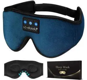 LC-dolida Sleeping Headphones Bluetooth Eye Mask, Sleep Mask with Bluetooth Headphones Wireless 3D Music Sleep Headphones with Thin Stereo Speakers for Side Sleepers Travelers Nappers (Dark Blue) LC-dolida Sleeping Headphones Bluetooth Eye Mask, Sleep Mask with Bluetooth Headphones Wireless 3D Music Sleep Headphones with Thin Stereo Speakers for Side Sleepers Travelers Nappers (Dark Blue)