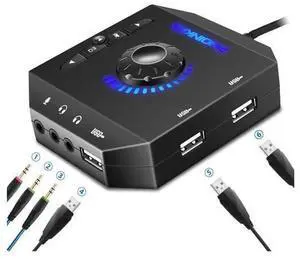 External Sound Card USB Audio Adapter with 3.5mm Headphone and Microphone Jack Volume Control Stereo Sound Card Plug Play for Windows Mac Linux PC Laptops Desktops External Sound Card USB Audio Adapter with 3.5mm Headphone and Microphone Jack Volume Control Stereo Sound Card Plug Play for Windows Mac Linux PC Laptops Desktops