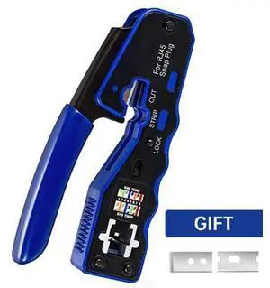 RJ45 Crimp Tool Pass Through Crimper Cutter for Cat6a Cat6 Cat5 Cat5e 8P8C Modular Connector Ethernet All-in-one Wire Tool RJ45 Crimp Tool Pass Through Crimper Cutter for Cat6a Cat6 Cat5 Cat5e 8P8C Modular Connector Ethernet All-in-one Wire Tool