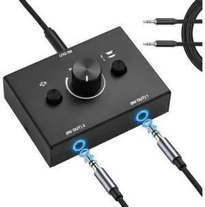 3.5mm Stereo Audio Switch Audio Switcher Passive Speaker Headphone Manual Selector Splitter Box Audio Sharing 3.5mm Stereo Audio Switch Audio Switcher Passive Speaker Headphone Manual Selector Splitter Box Audio Sharing