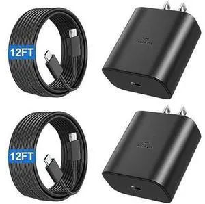 45W USB-C Super Fast Charger Type C Wall Charger Block with 12FT C Charging Cable Cord Android Phone Charger for Samsung Galaxy S23 Ultra/S23/S23+/S22 Ultra/S20/S21, Galaxy Tab S7/S8, 2Pack 45W USB-C Super Fast Charger Type C Wall Charger Block with 12FT C Charging Cable Cord Android Phone Charger for Samsung Galaxy S23 Ultra/S23/S23+/S22 Ultra/S20/S21, Galaxy Tab S7/S8, 2Pack