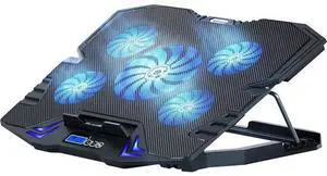 TopMate C5 12-15.6 inch Gaming Laptop Cooler Cooling Pad | 5 Quiet Fans and LCD Screen | 2500RPM Strong Wind Designed for Gamers and Office TopMate C5 12-15.6 inch Gaming Laptop Cooler Cooling Pad | 5 Quiet Fans and LCD Screen | 2500RPM Strong Wind Designed for Gamers and Office