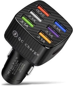 6-Port USB Car Charger, QC3.0 Fast Charging 6 USB Car Charger Adapter Smart Shunt Car Phone Charger with Light, Suitable for iPhone & Android,Samsung Galaxy S10 S9 Plus 6-Port USB Car Charger, QC3.0 Fast Charging 6 USB Car Charger Adapter Smart Shunt Car Phone Charger with Light, Suitable for iPhone & Android,Samsung Galaxy S10 S9 Plus
