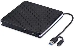 External DVD Drive, USB 3.0 Type-C CD DVD +/-RW Optical Drive USB C Burner Slim CD/DVD ROM Rewriter Writer Reader Portable for PC Laptop Desktop MacBook Mac Windows 7/8.1/10 Linux OS Apple External DVD Drive, USB 3.0 Type-C CD DVD +/-RW Optical Drive USB C Burner Slim CD/DVD ROM Rewriter Writer Reader Portable for PC Laptop Desktop MacBook Mac Windows 7/8.1/10 Linux OS Apple