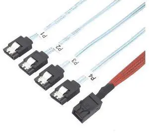 Mini SAS HD SFF 8643 to 4X SATA Cable 0.5m 1m \u2013 High Speed 12Gbps Server Connection Wire, Red, 30AWG Copper (0.5m) Mini SAS HD SFF 8643 to 4X SATA Cable 0.5m 1m \u2013 High Speed 12Gbps Server Connection Wire, Red, 30AWG Copper (0.5m)
