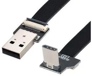 USB C Flat Cable USB 2.0 Male to USB C Male 90 Degree UP Angled Data Transfer Charging Ribbon Flex Extension Cable Adapter 0.2M USB C Flat Cable USB 2.0 Male to USB C Male 90 Degree UP Angled Data Transfer Charging Ribbon Flex Extension Cable Adapter 0.2M