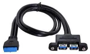 USB 3.0 Front Panel Header 19/20Pin 1 Male to 2 USB 3.0 Female Panel Port Extension Cable 1.64ft with Panel Mount Screw USB 3.0 Front Panel Header 19/20Pin 1 Male to 2 USB 3.0 Female Panel Port Extension Cable 1.64ft with Panel Mount Screw