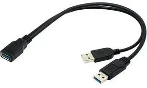USB 3.0 Splitter Y Cable USB 1 Female to 2 Male Extra Power Data Extension Cable for 2.5" Mobile Hard Disk USB 3.0 Splitter Y Cable USB 1 Female to 2 Male Extra Power Data Extension Cable for 2.5" Mobile Hard Disk