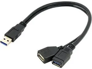 USB 3.0 Splitter Y Cable USB 1 Male to 2 Female Extra Power Data Extension Cable for 2.5" Mobile Hard Disk USB 3.0 Splitter Y Cable USB 1 Male to 2 Female Extra Power Data Extension Cable for 2.5" Mobile Hard Disk