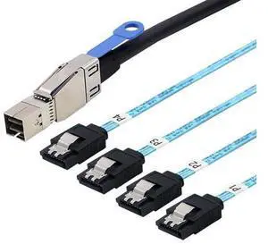 Mini SAS HD SFF-8644 with IC to 4 x SATA 7-Pin Cable \u2013 6Gbps High-Speed Server Hard Drive Interconnect, 28AWG Copper Wire (0.5m) Mini SAS HD SFF-8644 with IC to 4 x SATA 7-Pin Cable \u2013 6Gbps High-Speed Server Hard Drive Interconnect, 28AWG Copper Wire (0.5m)