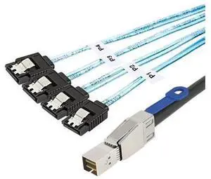 VoltSync Mini SAS HD SFF-8644 with IC to 4 x SATA 7-Pin Cable 6Gbps High-Speed Server Hard Drive Interconnect, 28AWG Copper Wire (1m) VoltSync Mini SAS HD SFF-8644 with IC to 4 x SATA 7-Pin Cable 6Gbps High-Speed Server Hard Drive Interconnect, 28AWG Copper Wire (1m)