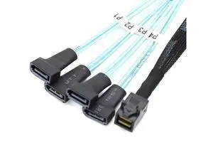 Mini SAS HD SFF 8643 to 4X SATA 7Pin Male Cable \u2013 12Gbps High Speed Server Wire, 30AWG Copper, Black (1m) Mini SAS HD SFF 8643 to 4X SATA 7Pin Male Cable \u2013 12Gbps High Speed Server Wire, 30AWG Copper, Black (1m)