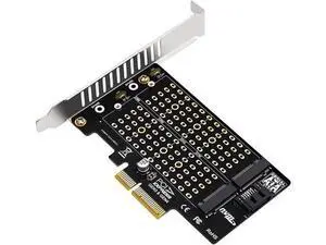 PH42 Dual M.2 NVMe & NGFF SSD to PCIe Adapter 32Gbps /6Gbps Supports M-Key & B-Key B+M Key SSD Support X4 X8 X16 Slot with SATA Cable PH42 Dual M.2 NVMe & NGFF SSD to PCIe Adapter 32Gbps /6Gbps Supports M-Key & B-Key B+M Key SSD Support X4 X8 X16 Slot with SATA Cable