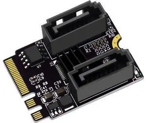 PCIE 3.0 M.2 NGFF A+E Key to 2*SATA Adapter Card 6Gbps with JMB582 Chip for 2230 SSD PC Servers PCIE 3.0 M.2 NGFF A+E Key to 2*SATA Adapter Card 6Gbps with JMB582 Chip for 2230 SSD PC Servers