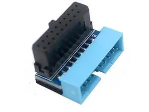 PH19 Motherboard USB 3.0 19P 20P to 90-Degree Connector Adapter Vertical Header to Right Angle Adapter for Desktop Chassis CPU Wiring Beautification (PH19A - Black Blue) PH19 Motherboard USB 3.0 19P 20P to 90-Degree Connector Adapter Vertical Header to Right Angle Adapter for Desktop Chassis CPU Wiring Beautification (PH19A - Black Blue)