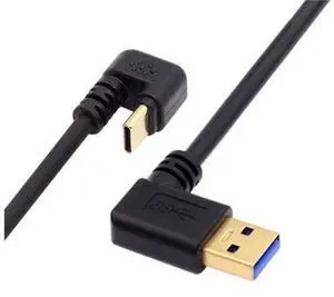 USB 3.0 to USB C Cable USB 3.0 90 Degree Left Angled to USB C 180 Degree U Shape Angled Charging Data Transfer Extension Cable 0.3M USB 3.0 to USB C Cable USB 3.0 90 Degree Left Angled to USB C 180 Degree U Shape Angled Charging Data Transfer Extension Cable 0.3M