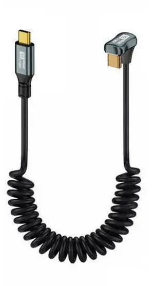 USB C to C Coiled Cable USB 3.2 Type C 180 Degree Angled 20Gbps PD 100W 8K@60Hz Data Fast Charging Cable 6ft USB C to C Coiled Cable USB 3.2 Type C 180 Degree Angled 20Gbps PD 100W 8K@60Hz Data Fast Charging Cable 6ft