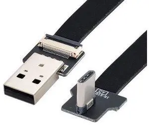 USB C Flat Cable USB 2.0 Male to USB C Male 90 Degree Right Angled Ribbon Flex Extension Cable Adapter 2.0M USB C Flat Cable USB 2.0 Male to USB C Male 90 Degree Right Angled Ribbon Flex Extension Cable Adapter 2.0M