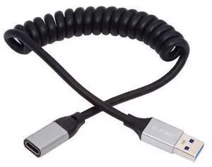 Cable USB 3.0 Type-A Male to USB-C Type-C Female Stretch Coiled Cable 100cm Extension 5Gbps for Disk Phone Camera Data Cable USB 3.0 Type-A Male to USB-C Type-C Female Stretch Coiled Cable 100cm Extension 5Gbps for Disk Phone Camera Data