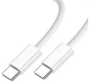 USB C Nylon Braided Cable USB C Male to Male 480Mbps Data Transfer PD 27W/65W Fast Charging Cable White 9.84FT/3.0M USB C Nylon Braided Cable USB C Male to Male 480Mbps Data Transfer PD 27W/65W Fast Charging Cable White 9.84FT/3.0M