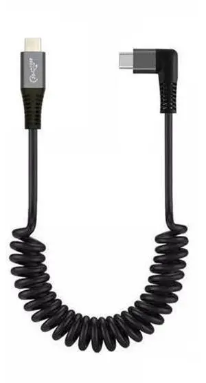 USB C to C Coiled Cable USB 3.2 Type C 90 Degree Right Angled 20Gbps PD 100W 8K@60Hz Data Fast Charging Cable 6ft USB C to C Coiled Cable USB 3.2 Type C 90 Degree Right Angled 20Gbps PD 100W 8K@60Hz Data Fast Charging Cable 6ft