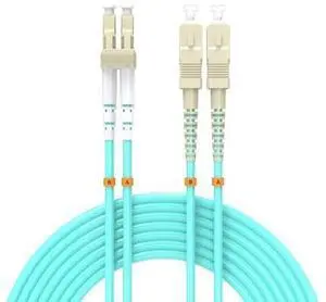 Fiber Patch Cable 65ft/20meters LC/UPC to SC/UPC OM3 10Gb/giga-bit MultiMode Jumper Duplex 50/125?m LSZH Fiber Optic Cord for SFP Transceiver, Aqua Fiber Patch Cable 65ft/20meters LC/UPC to SC/UPC OM3 10Gb/giga-bit MultiMode Jumper Duplex 50/125?m LSZH Fiber Optic Cord for SFP Transceiver, Aqua