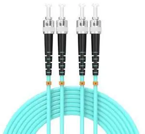 OM3 Fiber Patch Cable ST/UPC to ST/UPC 10ft/3meters 10BG/giga-bit Multimode Duplex Jumper 50/125?m Optical Patch Cord, Aqua OM3 Fiber Patch Cable ST/UPC to ST/UPC 10ft/3meters 10BG/giga-bit Multimode Duplex Jumper 50/125?m Optical Patch Cord, Aqua