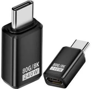 240W 80Gbps USB C Adapter, Thunderbolt 5 USB C Adapter, 90Degree Type C Male to Female Extender 8K@60Hz, 120Gbps Video Bandwidth, for Phone 15/16, VR,TV,Laptop, Carplay-2Pack (Straight) 240W 80Gbps USB C Adapter, Thunderbolt 5 USB C Adapter, 90Degree Type C Male to Female Extender 8K@60Hz, 120Gbps Video Bandwidth, for Phone 15/16, VR,TV,Laptop, Carplay-2Pack (Straight)