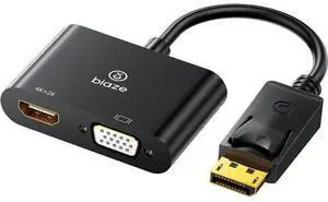 DisplayPort to HDMI & VGA Adapter \u2013 DP 2\u2011in\u20111 4K/1080P Video Converter (DP Male to HDMI & VGA Female), Plug & Play for Laptops, Desktops, Projectors DisplayPort to HDMI & VGA Adapter \u2013 DP 2\u2011in\u20111 4K/1080P Video Converter (DP Male to HDMI & VGA Female), Plug & Play for Laptops, Desktops, Projectors
