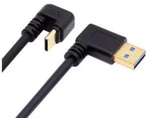 Left Angled USB3.0 Type-A to Type C USB-C Male to Male Power Data Cable 5Gbps USB-C Opposite U Shape Back Angled Left Angled USB3.0 Type-A to Type C USB-C Male to Male Power Data Cable 5Gbps USB-C Opposite U Shape Back Angled