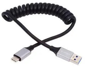 Cable USB 3.0 Type-A Male to USB-C Type-C Male Stretch Coiled Cable 100cm Extension 5Gbps for Disk Phone Camera Data Cable USB 3.0 Type-A Male to USB-C Type-C Male Stretch Coiled Cable 100cm Extension 5Gbps for Disk Phone Camera Data