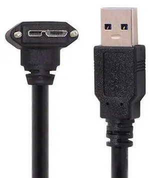 Micro USB 3.0 Cable USB 3.0 Type A Male to Micro B Male 90 Degree Down Angled Cable with Mount Panel Screws 1.2M Micro USB 3.0 Cable USB 3.0 Type A Male to Micro B Male 90 Degree Down Angled Cable with Mount Panel Screws 1.2M