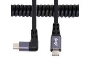 Stretch Coiled USB-C USB4 Cable 20Gbps 100W 8K Type-C Male to Male Right Angled Cable Power & Data for Laptop Keyboard Tablet Stretch Coiled USB-C USB4 Cable 20Gbps 100W 8K Type-C Male to Male Right Angled Cable Power & Data for Laptop Keyboard Tablet