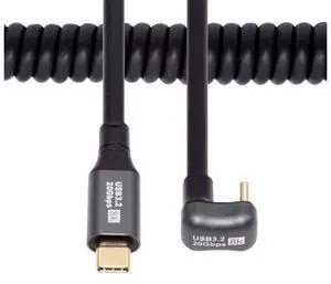 Stretch Coiled USB-C USB4 Cable 20Gbps 100W 8K Type-C Opposite Back Angled Male to Male Cable Power & Data for Laptop Keyboard Tablet Stretch Coiled USB-C USB4 Cable 20Gbps 100W 8K Type-C Opposite Back Angled Male to Male Cable Power & Data for Laptop Keyboard Tablet