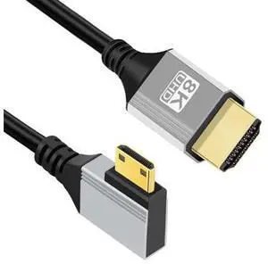 HDMI 2.1 Cable,HDMI Male to Mini HDMI Male 90 Degree Left Angled 8K@60Hz 4K@120Hz 48Gbps Ultra High-Speed Gold-Plated Cable 1.64FT/0.5M for TV, Monitor, Computer HDMI 2.1 Cable,HDMI Male to Mini HDMI Male 90 Degree Left Angled 8K@60Hz 4K@120Hz 48Gbps Ultra High-Speed Gold-Plated Cable 1.64FT/0.5M for TV, Monitor, Computer