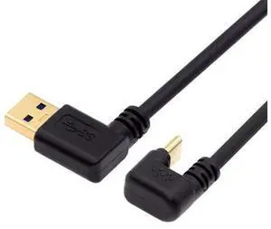 Right Angled USB3.0 Type-A to Type C USB-C Male to Male Power Data Cable 5Gbps USB-C Opposite U Shape Back Angled Right Angled USB3.0 Type-A to Type C USB-C Male to Male Power Data Cable 5Gbps USB-C Opposite U Shape Back Angled