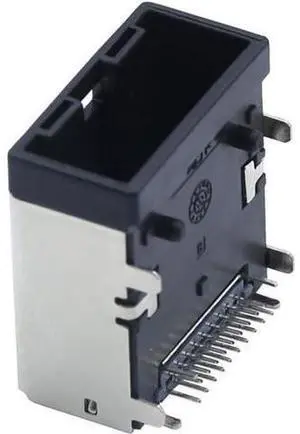 E-Type 19 Pin Female 90 Degree Board Mount Shockproof Connector Compatible with HDMI 8K Ultra HD Anti-Vibration Automotive Connector, Durable PCB Mounting Interface E-Type 19 Pin Female 90 Degree Board Mount Shockproof Connector Compatible with HDMI 8K Ultra HD Anti-Vibration Automotive Connector, Durable PCB Mounting Interface