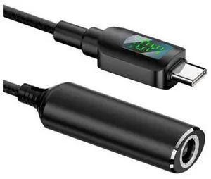 DC Jack 7.4x5.0mm Input to USB-C Type-C Power 140W Smart LED Display Charge Cable for Laptop Phone PD9V/5V/20V/7A DC Jack 7.4x5.0mm Input to USB-C Type-C Power 140W Smart LED Display Charge Cable for Laptop Phone PD9V/5V/20V/7A