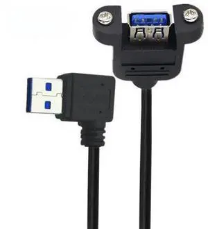 12 Inch Short USB Extension Cable, USB 3.0 Male to Female 90 Degree Right Angled Panel Mount Type Cable with Screws 12 Inch Short USB Extension Cable, USB 3.0 Male to Female 90 Degree Right Angled Panel Mount Type Cable with Screws