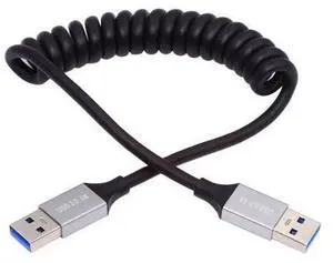 Cable USB 3.0 Type-A Male to USB3.0 A Male Stretch Coiled Cable 100cm Extension 5Gbps for Disk SSD Camera Data Cable USB 3.0 Type-A Male to USB3.0 A Male Stretch Coiled Cable 100cm Extension 5Gbps for Disk SSD Camera Data