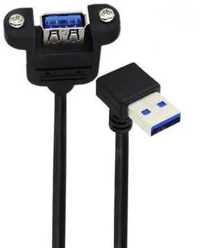 12 Inch Short USB Extension Cable, USB 3.0 Male to Female 90 Degree UP Angled Panel Mount Type Cable with Screws 12 Inch Short USB Extension Cable, USB 3.0 Male to Female 90 Degree UP Angled Panel Mount Type Cable with Screws