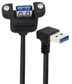 12 Inch Short USB Extension Cable, USB 3.0 Male to Female 90 Degree Down Angled Panel Mount Type Cable with Screws 12 Inch Short USB Extension Cable, USB 3.0 Male to Female 90 Degree Down Angled Panel Mount Type Cable with Screws