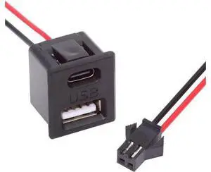 DIY OEM Type-C & Type-A Female Socket to 2Pin Header Cable Pitch=2.54mm Latch Mount Type DC 5V Power DIY OEM Type-C & Type-A Female Socket to 2Pin Header Cable Pitch=2.54mm Latch Mount Type DC 5V Power